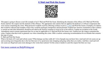 E Mail And Web Site Scams