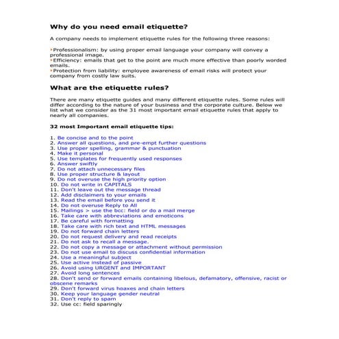 Email etiquette