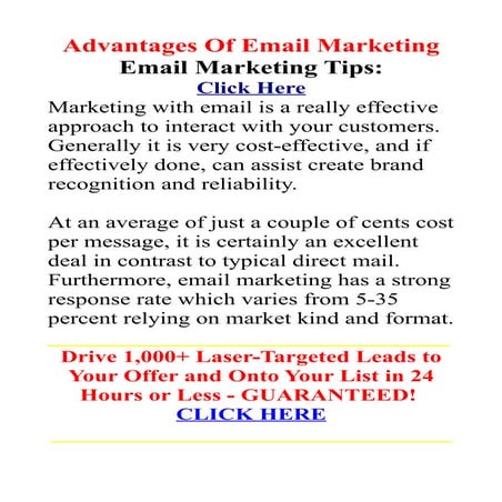 Advantages Of Email Marketing - E-mail Marketing Tips