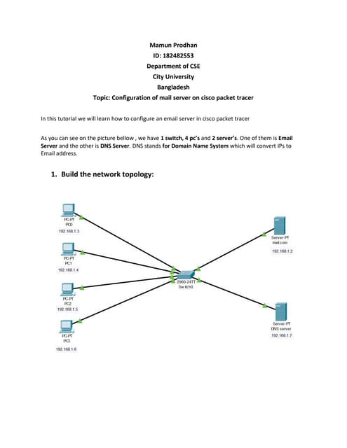 DNS server configuration in packet tracer