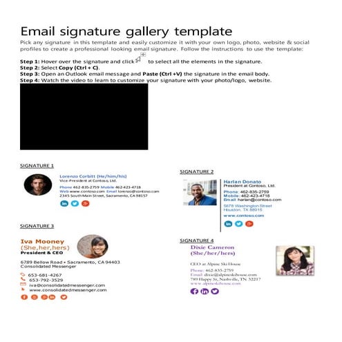 Email signature gallery template PDF
