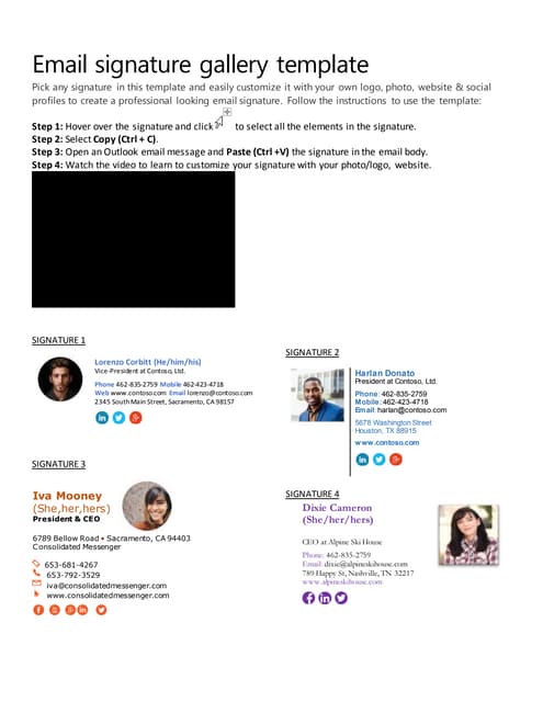 Email signature gallery template PDF Email signature gallery template PDF