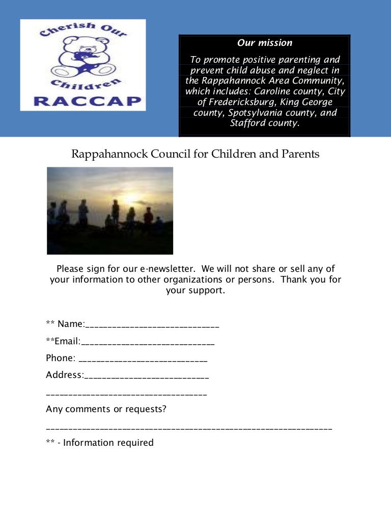 raccap email sign up sheet