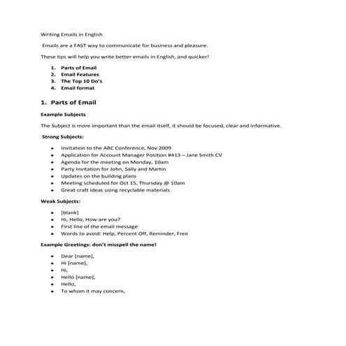 Email writing indetail