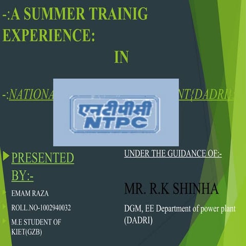 ppt of ntpc dadri by emam raza khan  