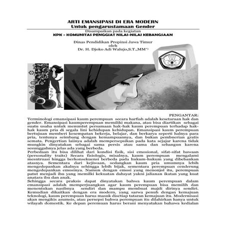 EMANSIPASI DI ERA KEKINIAN - DJOKO AW