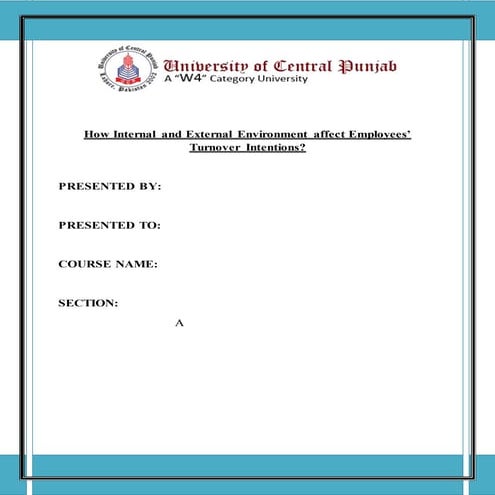 How Internal and External Business Effect Employee Turnover intention. AResea...