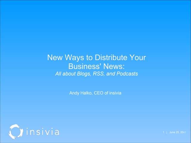 eMarketing Techniques - Blogs, RSS ...