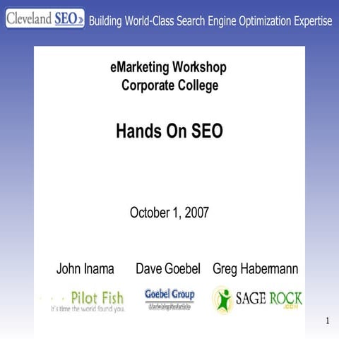 eMarketing Techniques Series - Hands On SEO