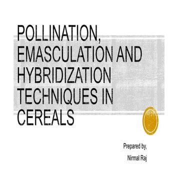 Emasculation, crossing techniques in cereals (Rice, Wheat, Maize)