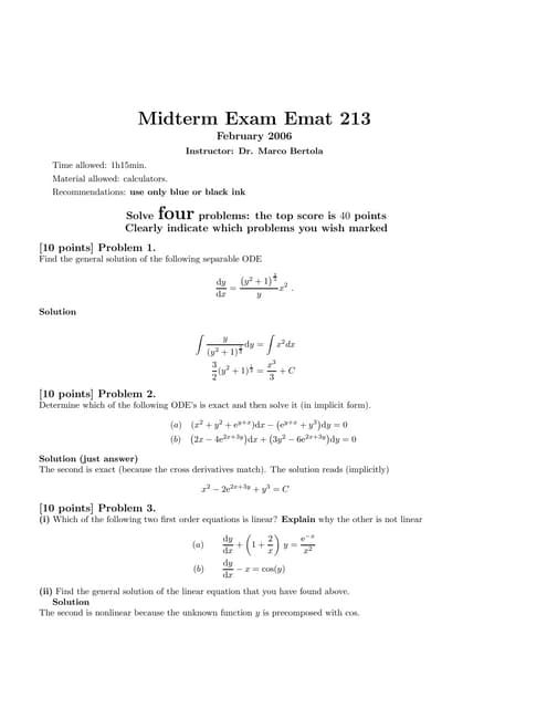 Emat 213 midterm 1 winter 2006