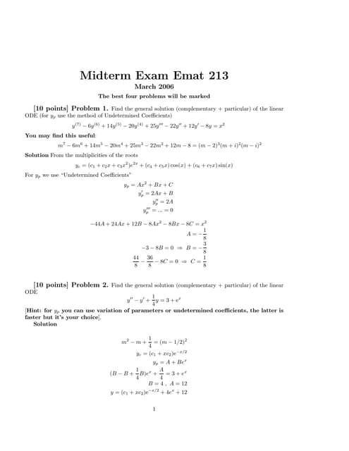 Emat 213 midterm 2 winter 2006