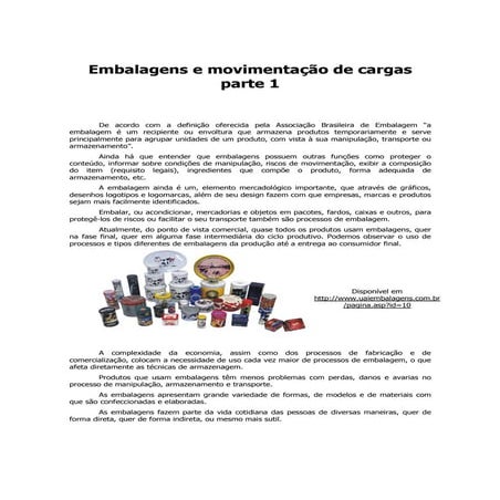 Embalagens e movimentação de cargas | PDF