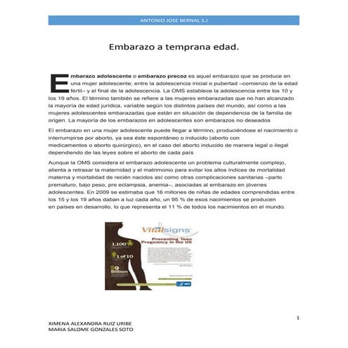 Embarazo a temprana edad