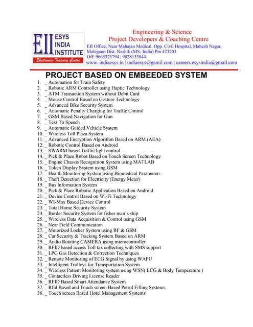 Embedded project list