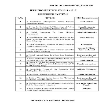 Embedded systems project title 2014