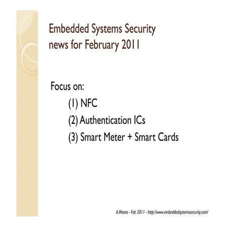 Embedded Systems Security News Feb 2011