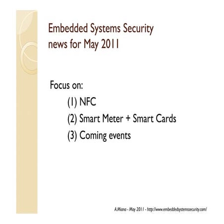 Embedded Systems Security News 2011/05