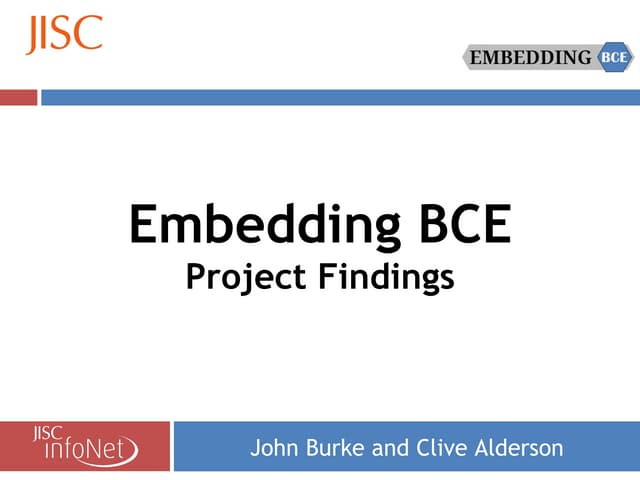 Embedding BCE - Good practice ident...