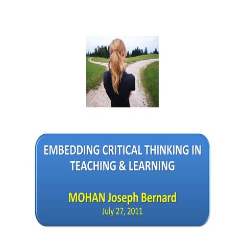 Embedding Critical Thinking Skills in Education teaching