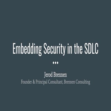 Embedding Security in the SDLC