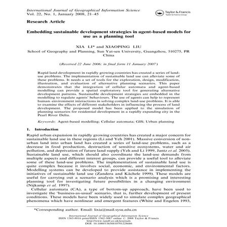 Embedding sustainable development strategies in agent 