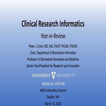 Clinical Research Informatics Year-in-Review - 2023 | PPT