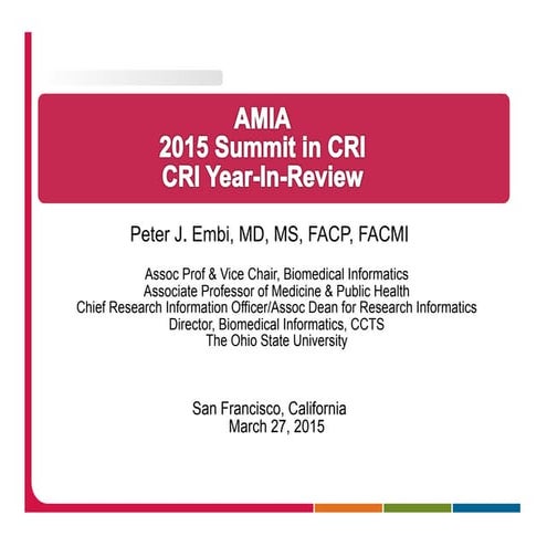AMIA 2015 CRI Year-in-Review