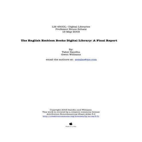The English Emblem Books Digital Library : a Final Report (2003)