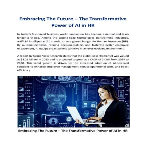 Embracing The Future – The Transformative Power Of AI In HR