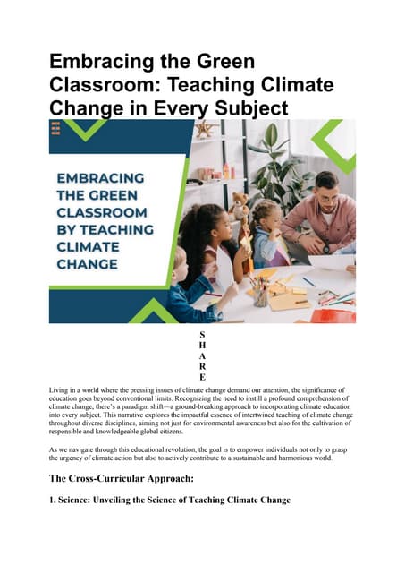 Education's Critical Role in Combating Climate Change | PDF | Education ...