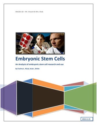 Embryonic stem cell report