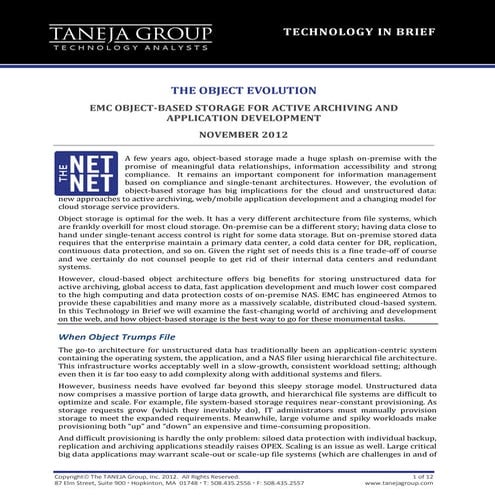 The Object Evolution - EMC Object-Based Storage for Active Archiving and Appl...