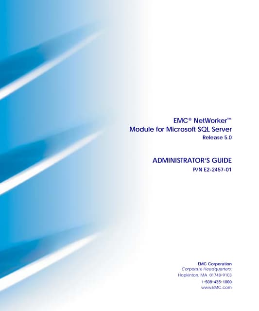 EMC NetWorker Module for Microsoft SQL Server Administrators ...