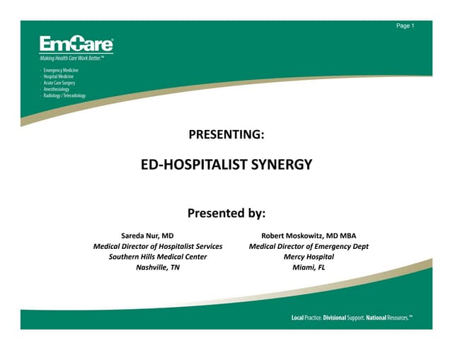 ED-HOSPITALIST SYNERGY