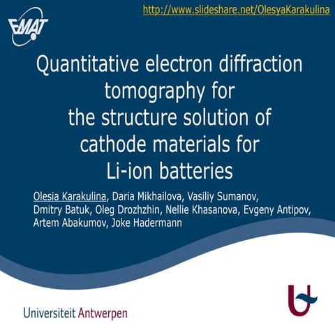 Quantitative electron diffraction tomography for the structure solution of ca...