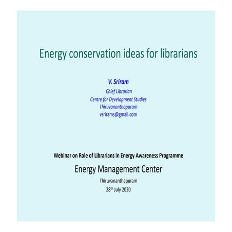 Energy conservation ideas for librarians