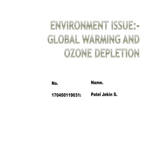 Global Warming and Ozone Depletion In EME