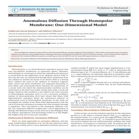 Anomalous Diffusion Through Homopolar Membrane: One-Dimensional Model_ Crimso...
