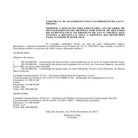 Emenda 4 ao Substitutivo ao PL 550