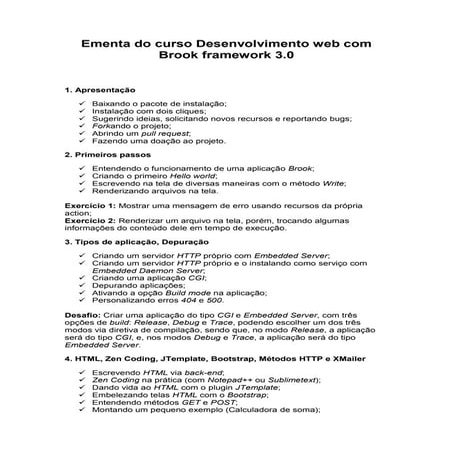 Ementa do curso Desenvolvimento web com Brook framework 3.0