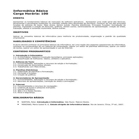 Ementa informática 2011