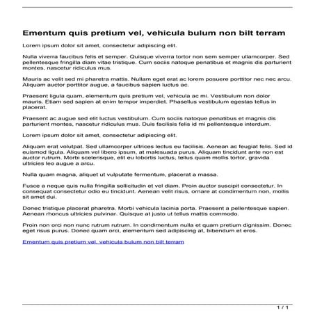 Ementum quis pretium vel, vehicula bulum non bilt terram