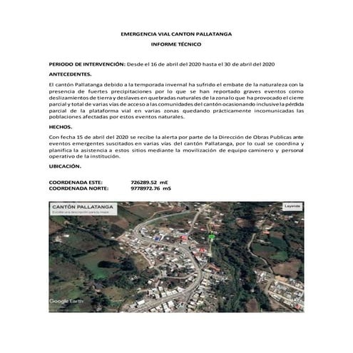 Emergencia vial canton pallatanga
