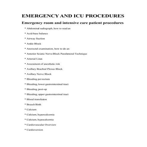 Emergency and ICU Procedures