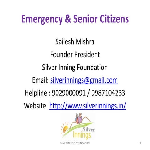 Emergency Preparedness and Safety measures for Senior Citizens