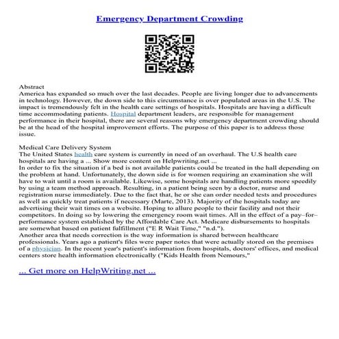 Emergency Department Crowding | PDF