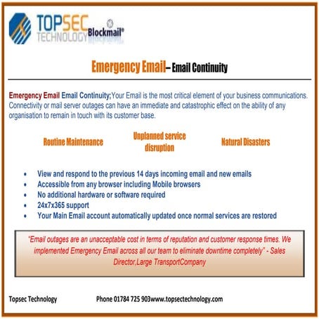 Emergency Email one pager