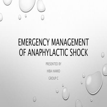 Emergency management of anaphylactic shock