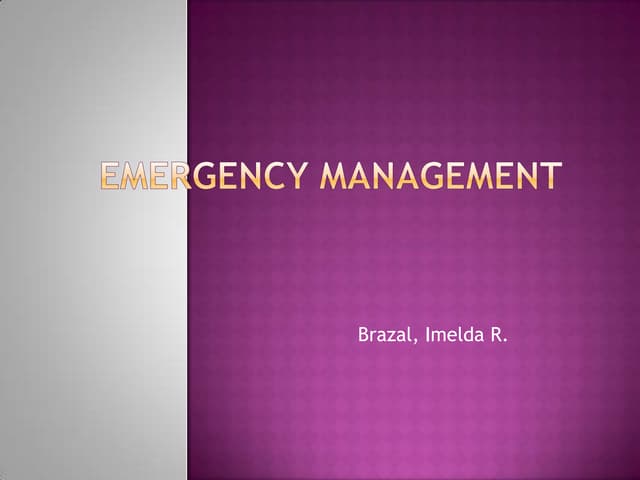 Emergency management plan